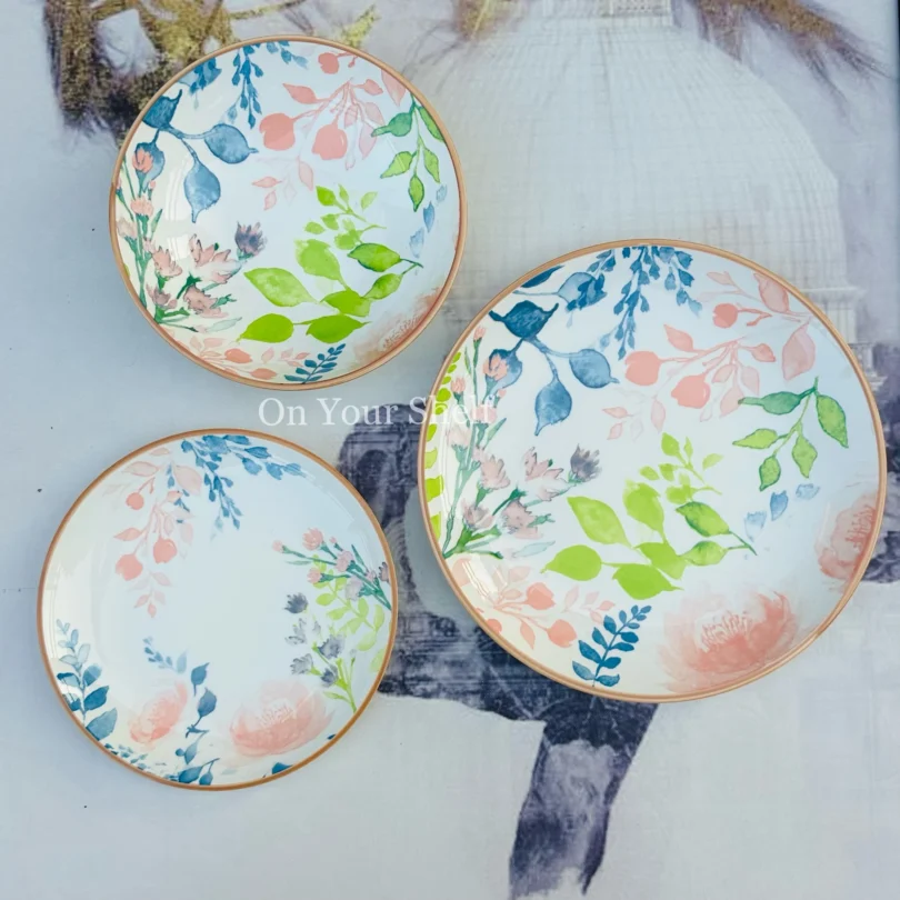 Pastel Bloom Harmony Dinnerware Set (18 Piece Plate Set) - Image 2
