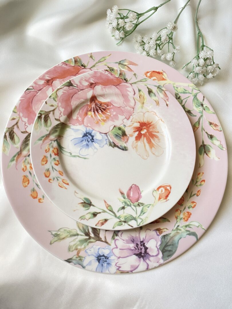 Pink flora breakfast set of 24 Peices - Image 4