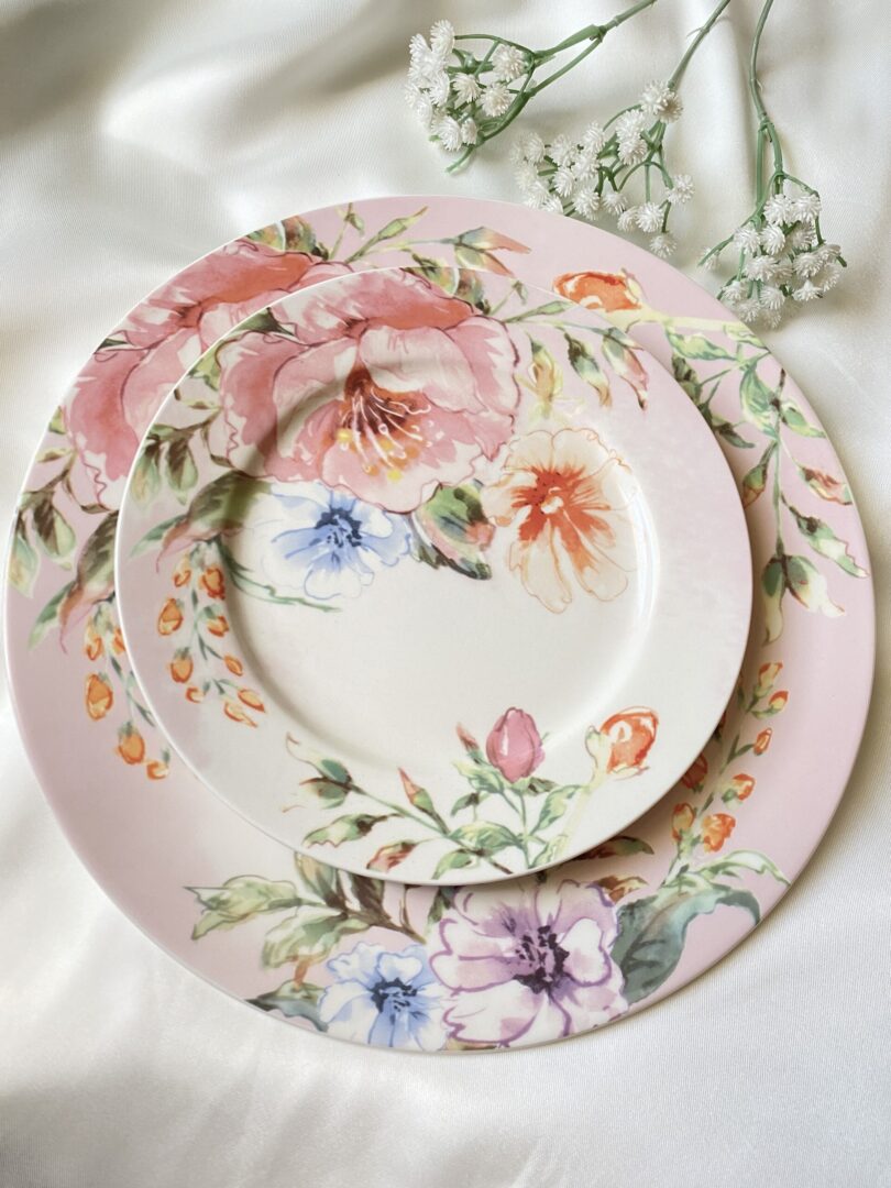 Pink flora breakfast set of 24 Peices - Image 4