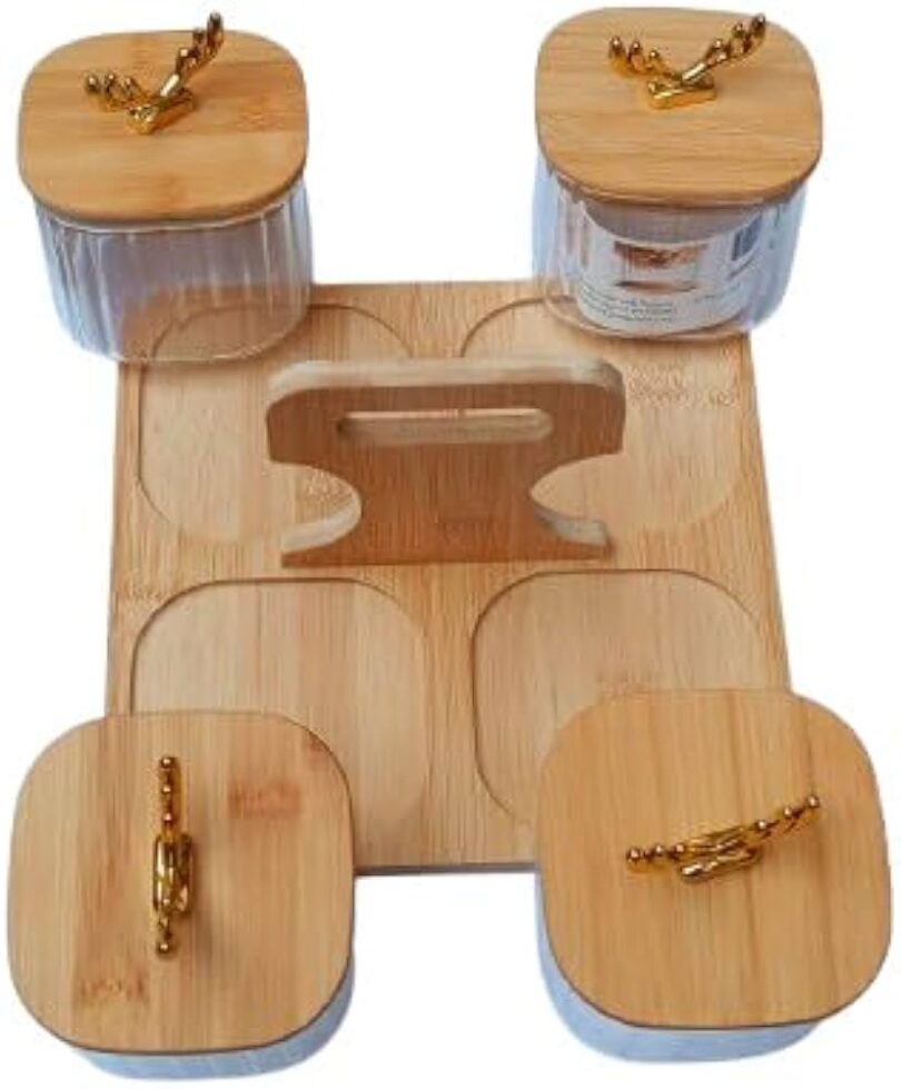 Multipurpose glass jars set with bamboo tray - Image 6