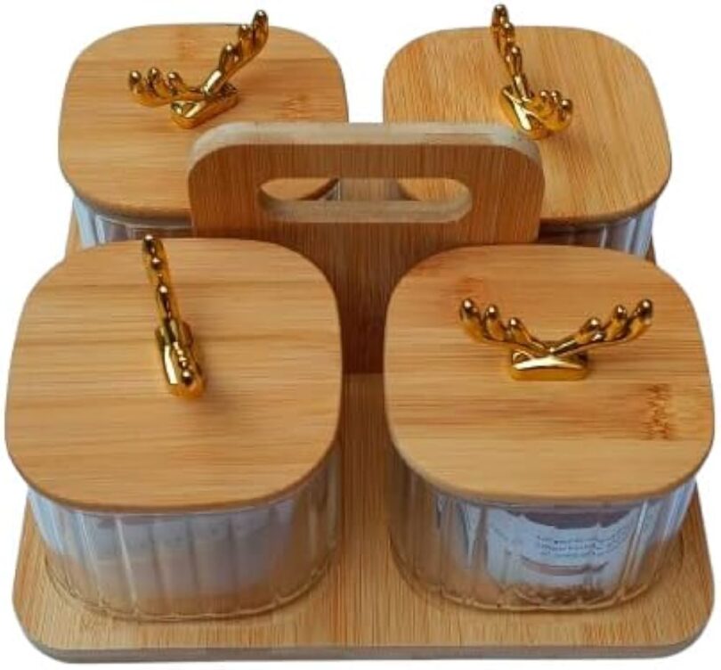 Multipurpose glass jars set with bamboo tray - Image 4
