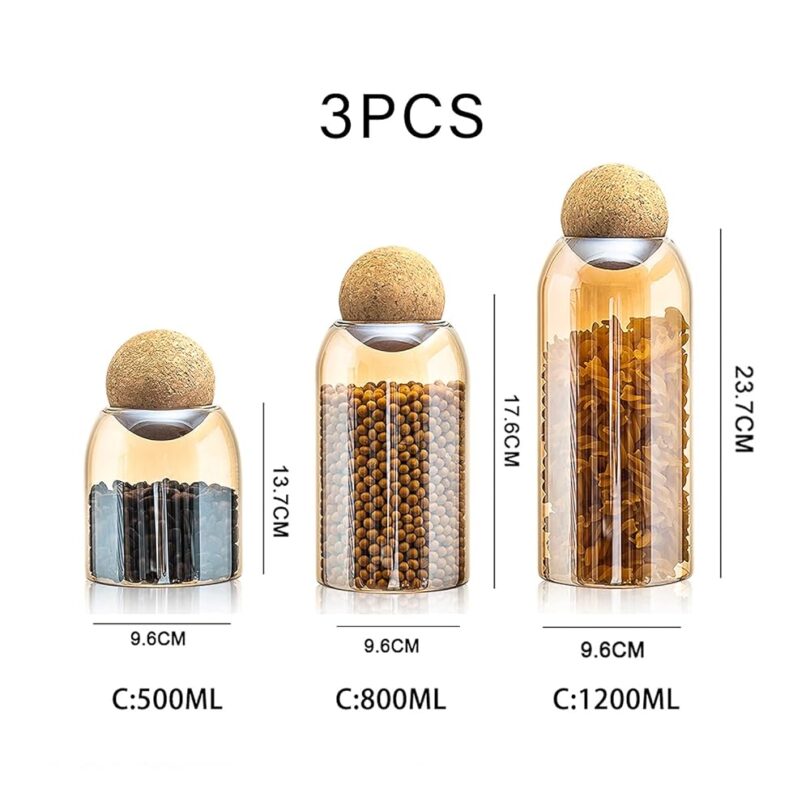 borosilicate glass jars set of 3 pcs - Image 3