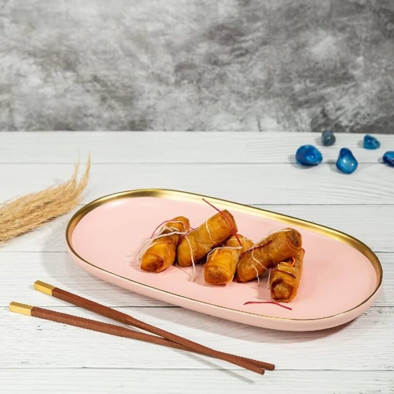 35 PCs urban pastel peach golden edge breakfast set - Image 7