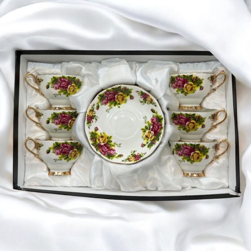 Elegant luxury tea cups with matching saucers