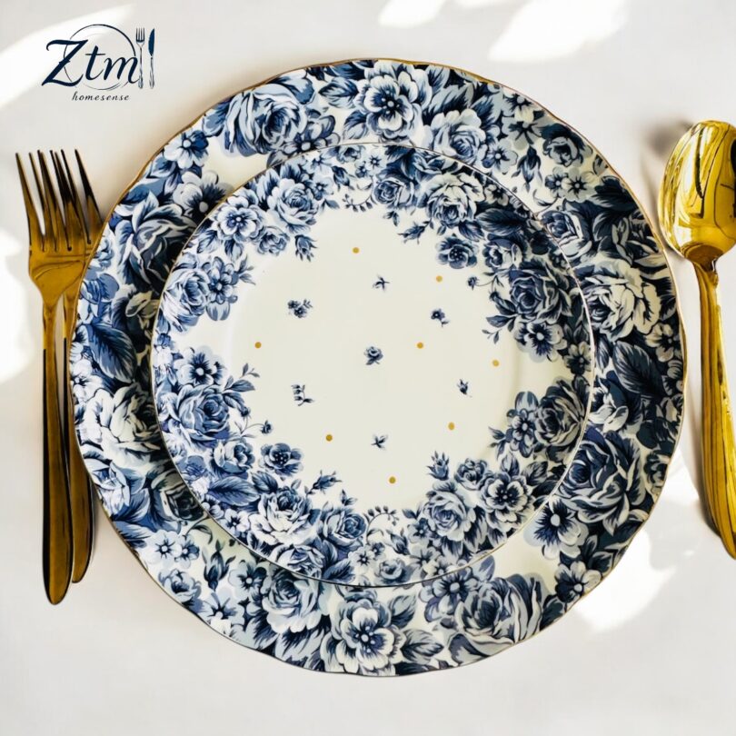 Elegant blue garden breakfast set - Image 3