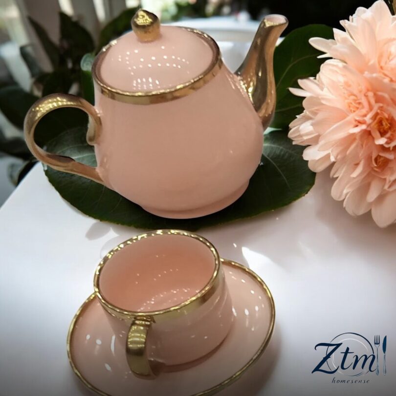 35 PCs urban pastel peach golden edge breakfast set - Image 3